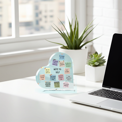 Acrylic Heart Sign 4x4 Modern Mindfulness Decor for Home Therapy and Office