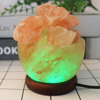 Crystal Salt Stone Cornucopia Lamp LED Color Changing Himalayan Salt Light
