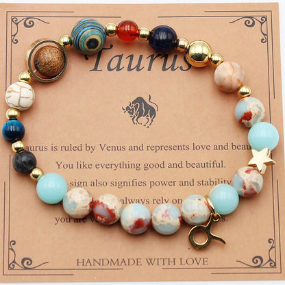 Twelve Constellations Zodiac Bracelets – Handmade Astrology Crystal Jewelry