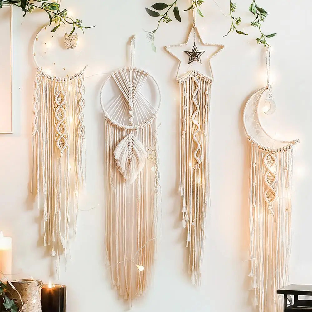 Macrame Dream Catcher Boho Moon Dreamcaters Macrame Wall Hanging Ramadan Decoration Baby Room Home Wall Decor Kids Nursery Gift