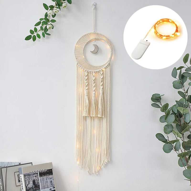 Macrame Dream Catcher Boho Moon Dreamcaters Macrame Wall Hanging Ramadan Decoration Baby Room Home Wall Decor Kids Nursery Gift