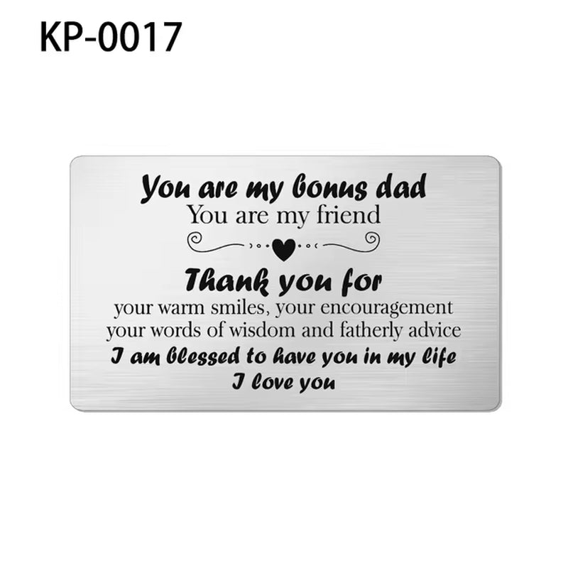 Stainless Steel Wallet Card Postcard Family to MY SON DAUGHTER SISTER BROTHER DAD MOM WIFE HUSBAND Couple Christmas Gift Trendy