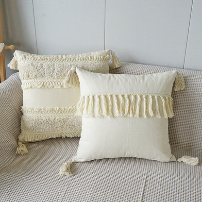 Boho Tufted Tassel Pillowcase Cushion Cover – Ethnic Canvas Decorative Throw Pillow