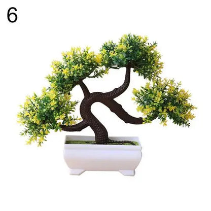 Artificial Pine Bonsai Tree in Small Pot for Home and Hotel Garden Decoration