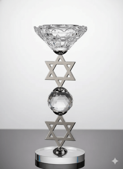 Hexagram Crystal Candle Holder – Sacred Geometry Altar Decor for Meditation, Yoga, and Healing Spaces