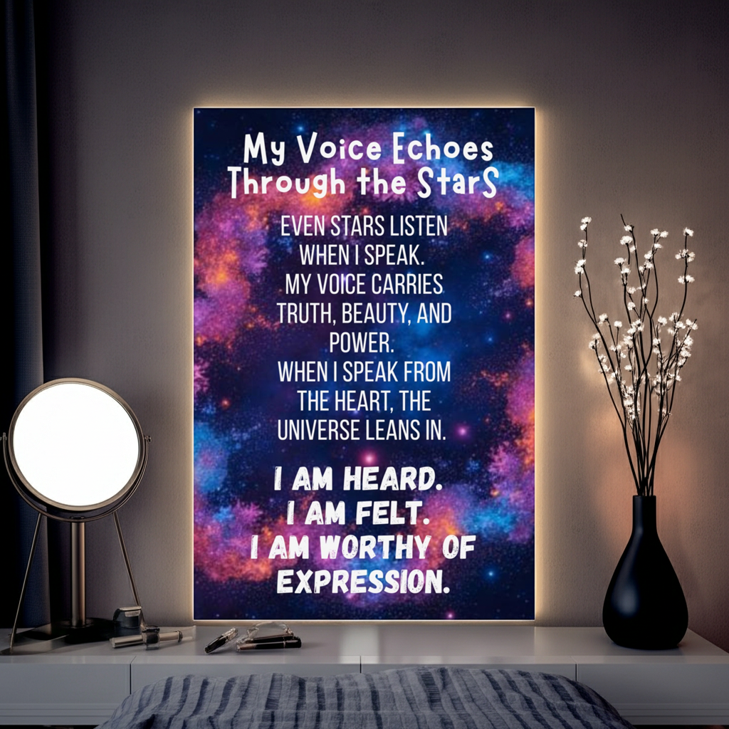 Inspirational Galaxy Poster My Voice Echoes Through the Stars Wall Art