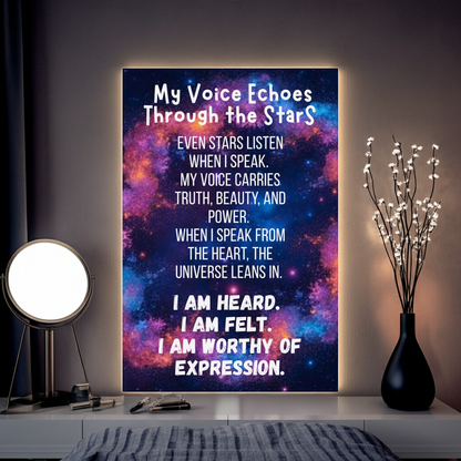 Inspirational Galaxy Poster My Voice Echoes Through the Stars Wall Art