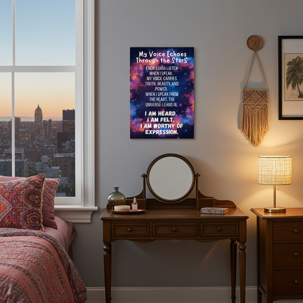 Inspirational Galaxy Poster My Voice Echoes Through the Stars Wall Art