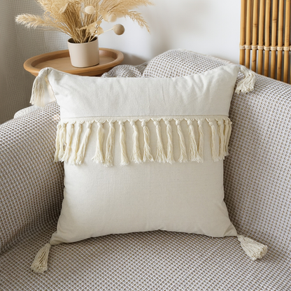 Boho Tufted Tassel Pillowcase Cushion Cover – Ethnic Canvas Decorative Throw Pillow