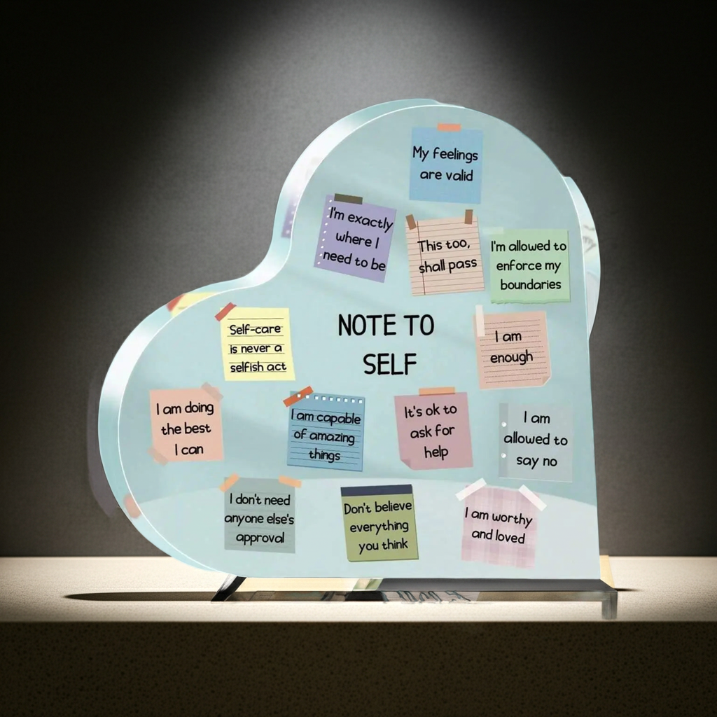 Acrylic Heart Sign 4x4 Modern Mindfulness Decor for Home Therapy and Office