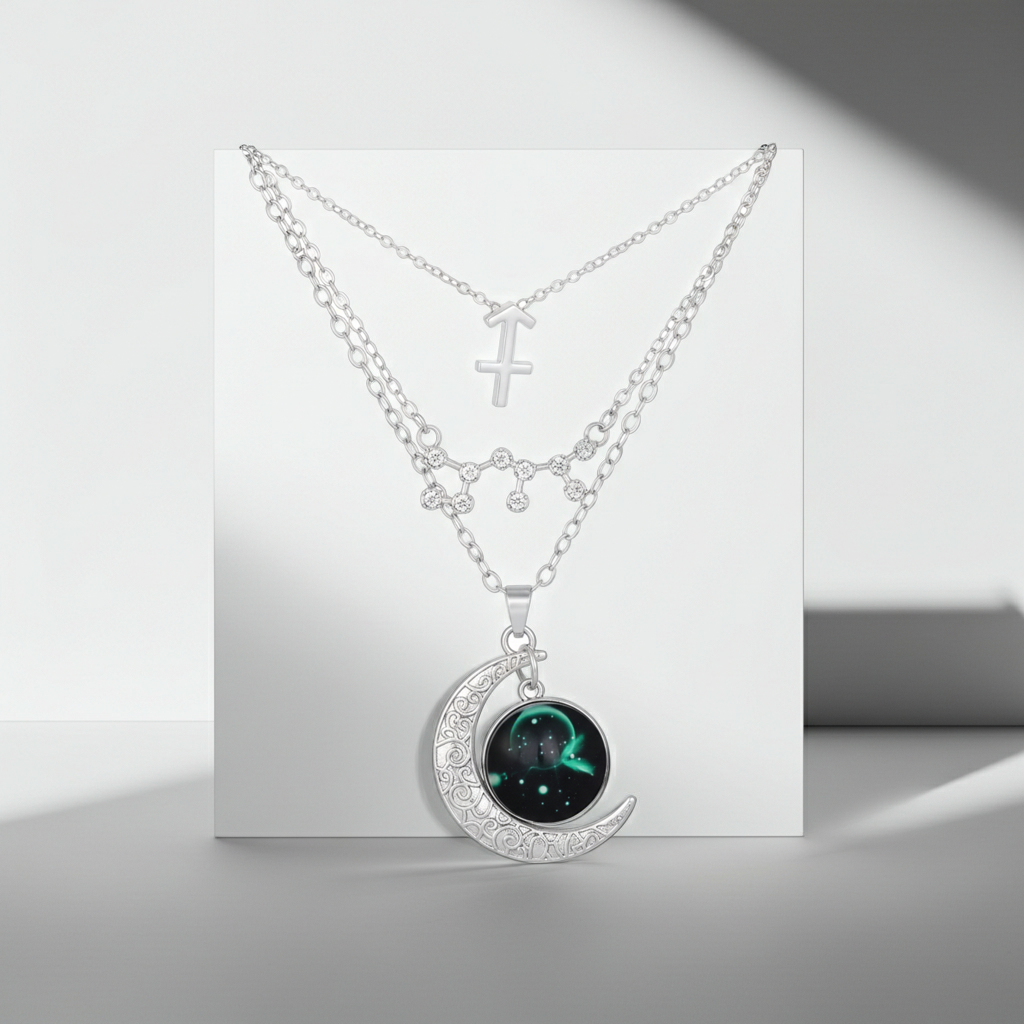Zodiac Moon Glow Pendant Necklace Set