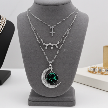Zodiac Moon Glow Pendant Necklace Set
