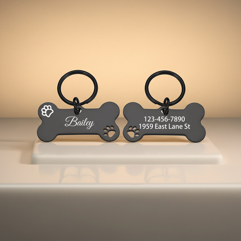 Custom Abstract Paw Print Pet Tag – Personalized Dog & Cat ID Tag with Name & Symbols