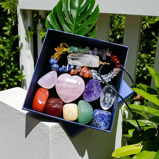Chakra Healing Set with Jade & Love Hexagon Pillar