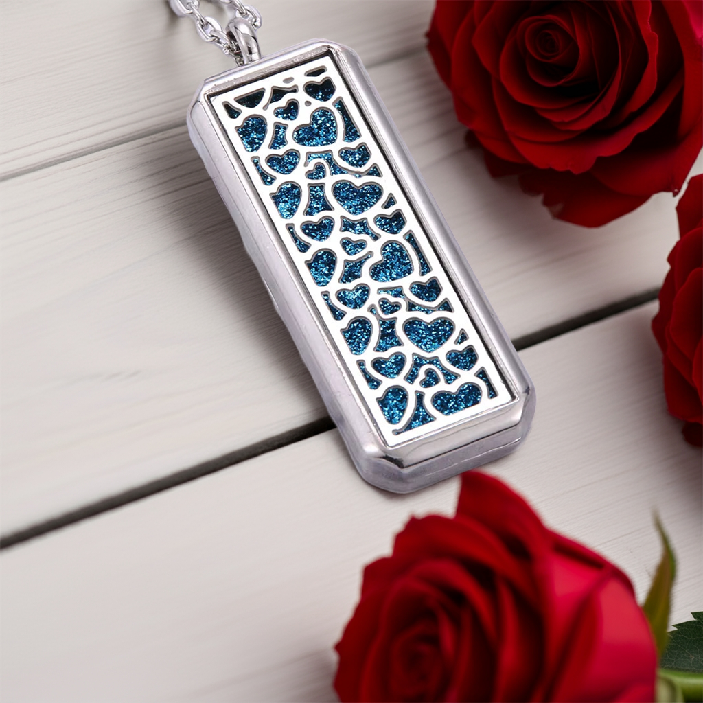Square Aroma Locket Necklace – Magnetic Stainless Steel Essential Oil Diffuser Pendant