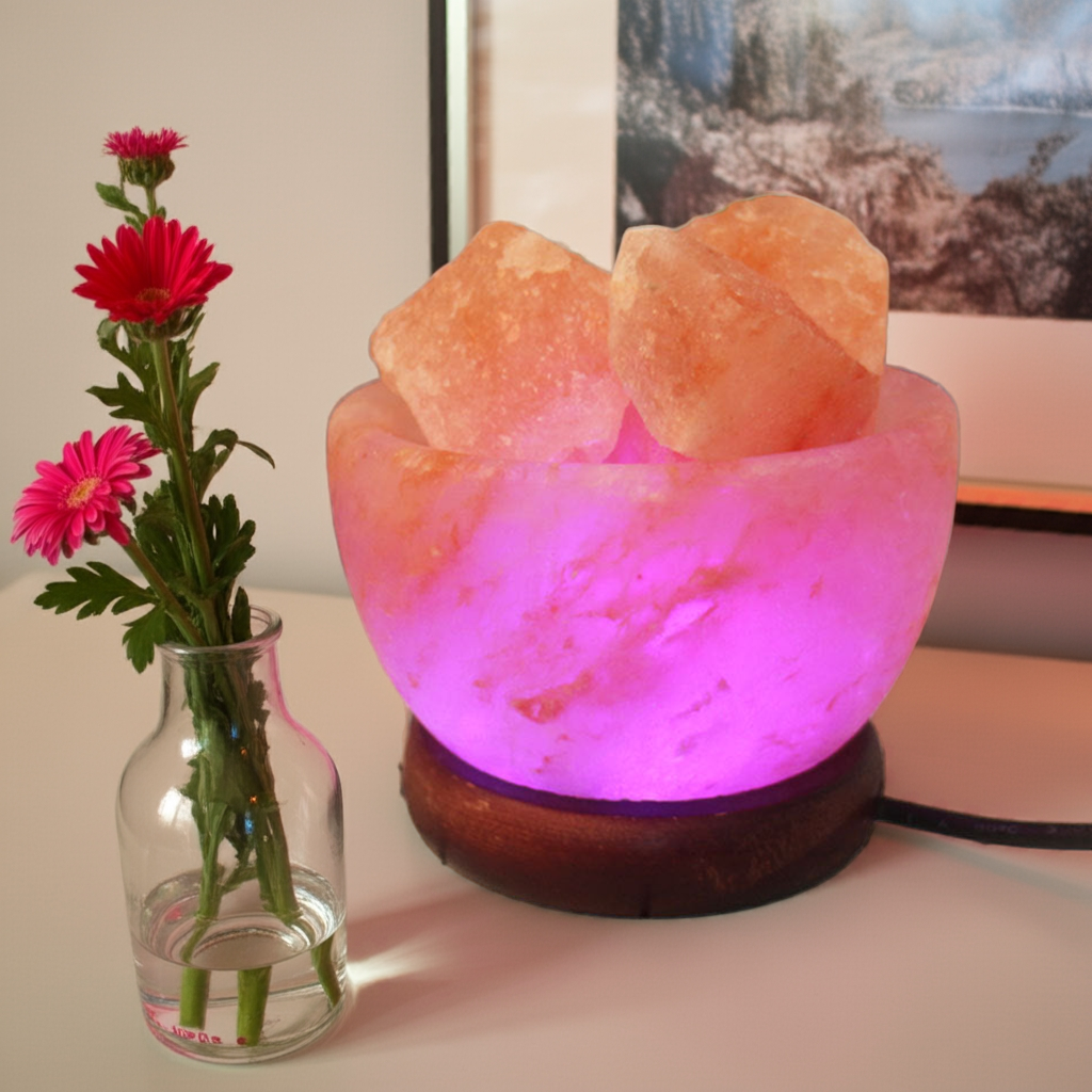 Crystal Salt Stone Cornucopia Lamp LED Color Changing Himalayan Salt Light