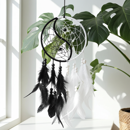 Yin and Yang Feather Dream Catcher