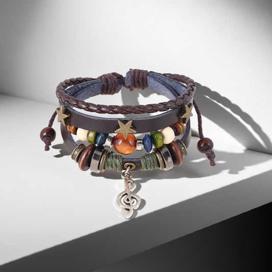 Studio Ghibli Inspired Multi-Layer Beaded Leather Bracelet Unisex Adjustable