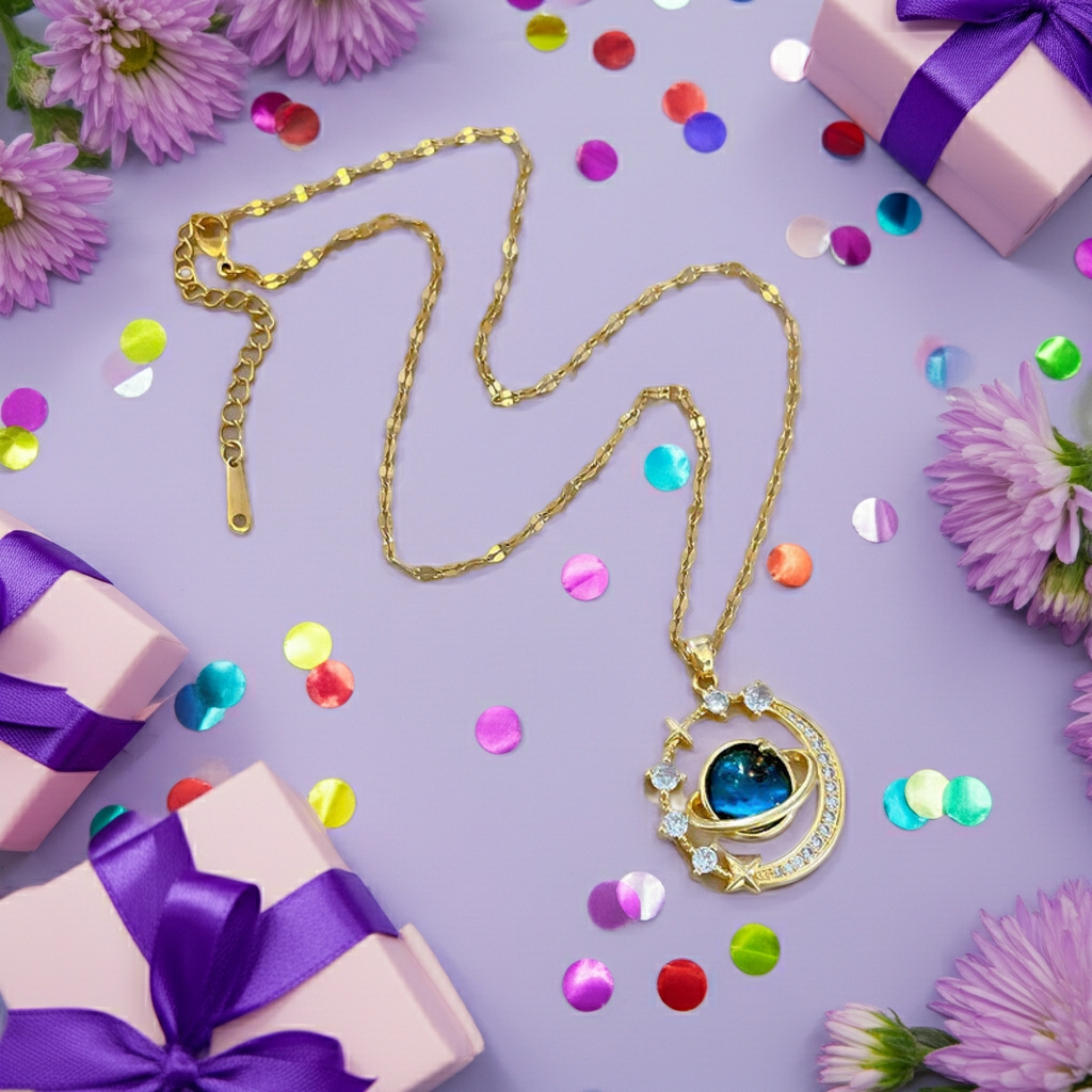 Celestial Moon & Star Pendant Necklace