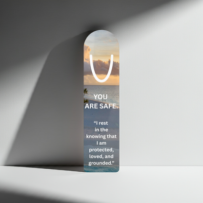 You Are Safe Light Gray Personalized Aluminum Bookmark – Inspirational Gift for Book Lovers