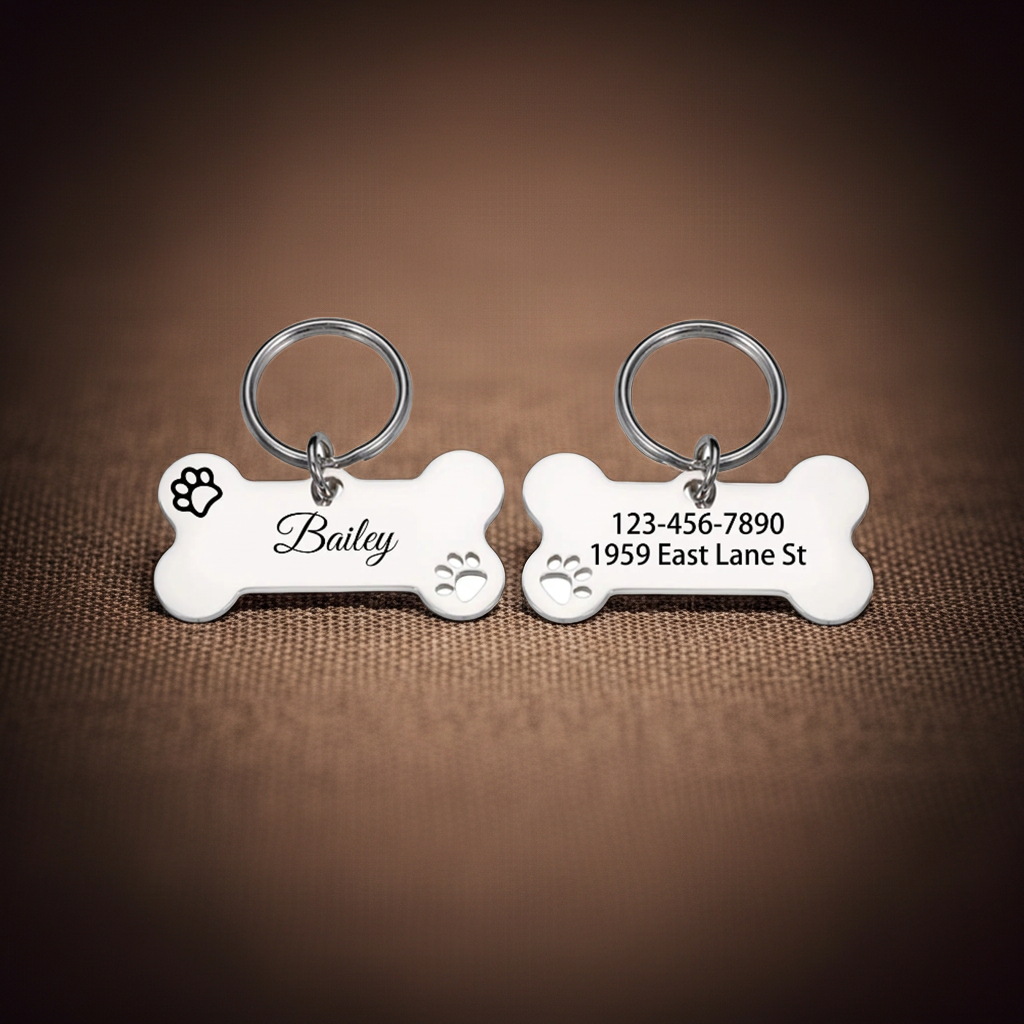 Custom Abstract Paw Print Pet Tag – Personalized Dog & Cat ID Tag with Name & Symbols